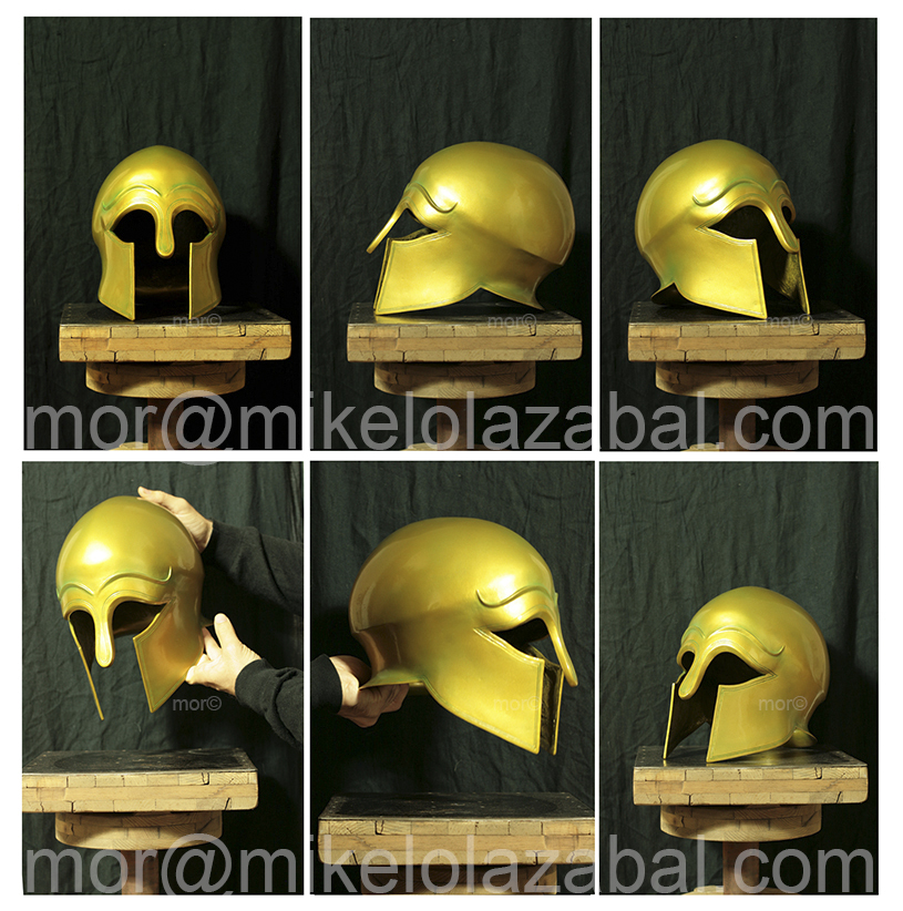 cast corinthian style greek helmet cast